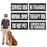 Molain Gestickte Aufnäher für Hundewesten mit Haken und Schlaufe, abnehmbar taktisch schwarz, magischer Aufkleber für Hundegeschirr, Service Hundeabzeichen 6 Stück (9 x 4 cm)