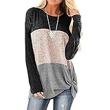 Damen Herbst und Winter lässiger Rundhals Pullover farblich passendes verdrehtes Langarmshirt T-S