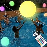 Gohhey Schwimmende Pool Lichter wasserdichte LED Glow Globe mit Fernbedienung 16 Farben Schwimmkugel Decor für Terrasse Weg Garten Hochzeit Strand Hof, 60CM