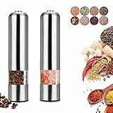 Pfeffermühle elektrische Gewürzmühle Edelstahl-Salzmühle Würzautomat 2 Stück