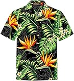 Hawaiihemdshop Hawaiihemd | Herren | Baumwolle | Größe S - 8XL | Kurzarm | Hawaiihemden | Blüten | Blumen | Retro | Klassisch | Hibiskus | Aloha | Kokosnuss-Knöpfe | Hawaii H