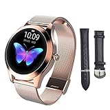 XXH KW10 Damenuhr IP68 Wasserdicht Smartwatch Damen Niedlich Weibliches Armband Herzfrequenz Schlafüberwachung Smartwatch für iOS Android (H)