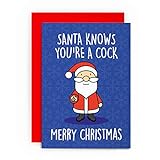 Weihnachtskarte für Ehemann, Freund, Vater, Bruder, Sohn, Grußkarte, Merry Happy for Him Witz, Humor, Banter, Santa Know