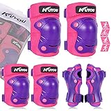 Kinder Schützer inliner Schonerset Schutzausrüstung 6 in 1 Knieschoner Ellenbogenschützer Handgelenkschoner Protektorenset für Skateboard Roller Skaten Fahren Outdoor Sport (Dunkel Lila/hell lila)
