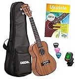 Cascha Konzert Ukulele Set Kinder Erwachsene I Ukulele Starter Kit 3 Plektren Tasche deutsches Lehrbuch Stimmgerät I Konzert Ukulele Mahagoni I Kleine Hawaii Gitarre für Anfänger Fortg