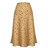 Frauen Casual Hohe Taille Rock Leopard gedruckt Muster A-Linie Stil Kleid Beige/Blau/Schwarz/Ingwer, ingwer, 48