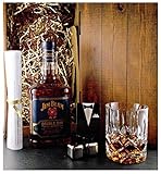 Geschenk Jim Beam Double Oak Bourbon Whiskey + Glas + 2 Whisky Kü