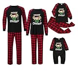 EMATOP Familie Weihnachten Pyjamas Set Schlafanzug Damen Herren Kinder Rotes Kariertes Nachtwäsche Lang Outfit Baby Jumpsuit Overall Hausanzug Winter Bequemes Weihnachtspulli Schlafshirt H