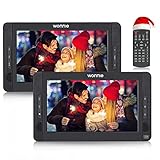 WONNIE 10.1 Zoll Auto DVD Player 2 Monitore Auto Tragbarer DVD Player Kopfstütze Monitor Fernseher Unterstützung USB/SD/AV IN&Out mit 2 Kopfhö