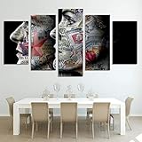 YOBAIH 5-teiliger Kunstdruck auf Leinwand Leinwanddrucke SMS Mädchengesicht Wohnzimmer Moderne für Schlafzimmer Dekoration -H