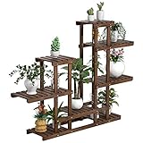 Yaheetech Pflanzenregal Holz, Blumenregal 6 Ebenen, Blumentreppe Garten, Pflanzentreppe Outdoor, Blumenständer mehrstöckig, Holzregal 120,5x25x96,5