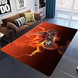 LHGBGBLN 3D Wohnzimmer Teppich Flamme Lokomotive Flur Schlafzimmer rutschfeste Matte Kinder Krabbeln Bodenmatte Bereich Teppich Heimtex