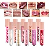 Gireatick 10 Farben Diamond Liquid Glitter Shimmer Lipgloss Set, Antihaftbecher Feuchtigkeitsspendendes, langlebiges Metallic Lip Glaze S