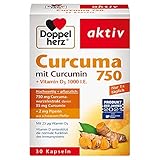 Doppelherz Curcuma 750 mit Curcumin + Vitamin D3 1000 I.E. – mit Vitamin D als Beitrag für die normale Funktion des Immunsystems – 1 x 30 Kap