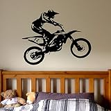 Motocross Wandtattoo Boy-Dirt Bike Wandtattoos Personalisierte Aufkleber Kinder Jungen Zimmer Kinderzimmer Boy Decor Wasserdicht 71x57