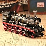 ZHQHYQHHX Heimdekorationen Vintage Dampflokomotive Auto Modelle Modell-Handwerk Metall Ornament Fotografie Requisiten Bar (Länge x Breite x Höhe) 30 x 9 x 14 cm O