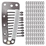 GAESHOW 100pcs 10 Zähne Perücke Clip Edelstahl DIY Haarteil Snap Clip für Haarverlängerung(Dunkelbraun)