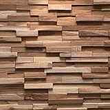 3D Holzpaneele / Holzverblender - Wandpaneele Holz für Wand - Holzwandverkleidung Innen - Wandpanel Haus, Wohnzimmer, Bett, TV usw. (Teak Firenze)