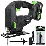 GALAX PRO Stichsägen, DC-20 V Max 1,3 Ah Lithium-Ionen 2500 SPM Stichsägewerkzeug mit Akku und Ladegerät, 8 Stück T-Klingen für Holz/Weichmetall/PVC-S