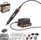 WORX Akku Multifunktionswerkzeug 18V(20V MAX) MakerX WX739, Bürstenlos Motor Variable Drehzahleinstellung 5.000-35.000 U/min mit Hub Adapter, Powershare zum Schleifen, Gravieren Polieren Schneiden usw