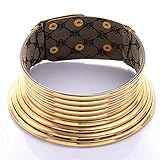 Botreelife Stylish African Ethnic Long Neck Choker Halskette für Frauen Schmuck Accessoires Metallhalsband Halsketten Geschenke weiblich (Golden, Style 2)