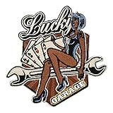 Lucky Garage Teufel Karten Biker Patch zum Aufbügeln für Lederwesten | Motorrad Kutte Patches, Rückenaufnäher, Motorradjacke Rückenpatch, Motorcy