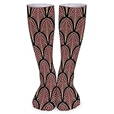 Art Deco Seamless Pattern Gold auf Schwarz Neuheit Herren Damen Sportsocken Crew Socken Kompressionssocken für Party Outdoor Sports 15,7 Z