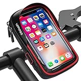 LEMEGO Wasserdicht Fahrradlenkertasche Handyhalterung Handyhalter Fahrrad Tasche Fahrradtasche Rahmentaschen für Handy GPS Navi und andere Edge bis zu 6 Zoll Geräte (Rot)