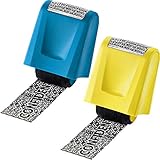 2 Stück Identität Diebstahl Prävention Stempel Schutz Identität Guard Rollen Stempel Breit Rollender Sicherheit Stempel (Gelb und Blau, Mittel)