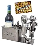 Brubaker Weinflaschenhalter Liebespaar an der Bar Deko-Objekt Metall Paargeschenk Flaschenständer mit Grußk