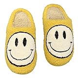 MoneRffi Damen Winter Hausschuhe Plüsch Warme Pantoffeln Indoor Bequem Memory Foam Slippers Flauschig rutschfest Home Shoes House mit Smiley-Gesicht 39-40