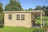 Carlsson Gartenhaus York mit Schleppdach aus Holz Gartenhaus mit 40 mm Wandstärke Gartenhütte Geräteschuppen F