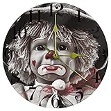 EZIOLY Puppe Clown Traurige bunte süße lustige Spielzeug-Wanduhr, 25,4 cm, geräuschlos, nicht tickend, Quarz, batteriebetrieben, runde Wanduhren für Zuhause/Küche/Büro/Schule U