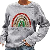 Weihnachten Bluse Weihnachten lila Pulli Coole blusen schulterfrei Damen Rollkragenpullover Damen Oversize t-Shirt Damen v Ausschnitt Hemd Damen Sommer Lange Tunika blusen Shirt Sp