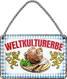 generisch Tin Sign Hängeschild Blechschild 18x12 cm Weltkulturerbe Bayern Deutschland München Schweinshaxe Deko Schild mit Kordel + Saugnapf H017
