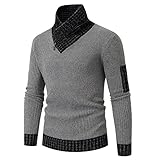 Segindy Herren Pullover Modisch farblich passende Nähte Schlank Bequem Trend Allgleiches Lässig Langarm Basic Pullover M