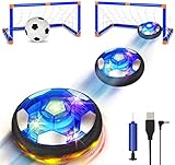 SUNNOW Air Power Fußball - Wiederaufladbar Hover Fussball Indoor Fußball mit 2 Tore LED-Licht Schaum Stoßstangen Schwebender Fussball Kinderspielzeug Geschenk für 3 4 5 6 7 8 9 10 Kinder Innen Auß