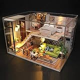 DIY Puppenhaus Weihnachten Kit Miniatur Haus Selber Bauen Zum Basteln Zubehör Holz Lernspielzeug Spielzeug Kinder 3D Romantic Nordic Ohne Staubschutzhülle Geburtstagsgeschenk für Männer Und M