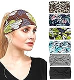 6 Stück haarband damen mit verschiedenen Mustern，Weiche Turbanebreit haarreifen damen，Sport haarbandYoga，boho stirnb