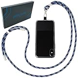 Handykette universal zum Umhängen von Smartphones - Halsband als Umhängetasche für Handys wie iPhone, Samsung, Huawei UVM. (blau-Mix)