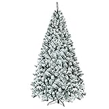 COSTWAY 180/225cm Künstlicher Weihnachtsbaum mit Schnee, Tannenbaum mit Metallständer, Christbaum PVC Nadeln, Kunstbaum Weihnachten Klappsystem ideal für Zuhause, Büro, Geschäfte und Hotels (225cm)