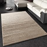 Paco Home Moderner Designer Teppich Kurzflor Flachflor Velours Farbverlauf In Creme Beige, Grösse:140x200