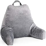 AMERIERGO Lesekissen mit zerkleinertem Memory Foam & Ideal zum Arbeiten, Lesen oder Spielen auf dem Bett/Sofa/Boden (Grau)