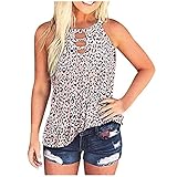 Yoofeiduoduo Mode Locker Bluse Tank Tops Damen Modisch Leopardenmuster Aushöhlen Ärmellose Frauen Fitness Sport Tanktop Drucke Tank Weste T-Shirt Tops Sommer Tunika Loose Fit Weste Elegant Ob