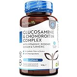 Glucosamin & Chondroitin Komplex - 180 Kapseln - mit Vitamin C, Kurkuma, Ingwer und Hagebutte - GVO Frei und ohne Zusätze - H