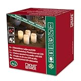 Konstsmide 1966-550 LED Dekoration 'rote Echtwachskerze' mit zerlaufener Wachsoptik/ für Innen (IP20) / 4er Set / Batteriebetrieben: 4xCR2032 3V (inkl.) / mit Schalter / 4 warm weiße D