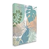 Stupell Industries Leinwandbild, tropische Hibiskus und Monstera, abstrakte Formen, entworfen von Flora Kouta, 91 x 122 cm, B