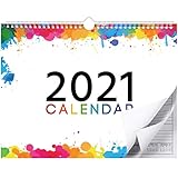 2021 Kalender Monatlich Wand Kalender Jahres Kalender Planer für Büro, Schule, Hause, Regenbogen Farben, Dickes Papier Drahtgebunden, 10 x 13 Z