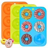 Silikon Donuts Backform, 3er Pack Donut Maker Antihaftbeschichtet, 6 Hohlraum Flexible Silikonform zum Backen von Kuchen Donuts Cupcakes Keks Bag
