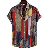 Xenwang Herren Kurzarmhemd Floral Hemdjacke Trend Westküste Hawaii Strand Farbabstimmung Mode Persönlichkeit Trend M